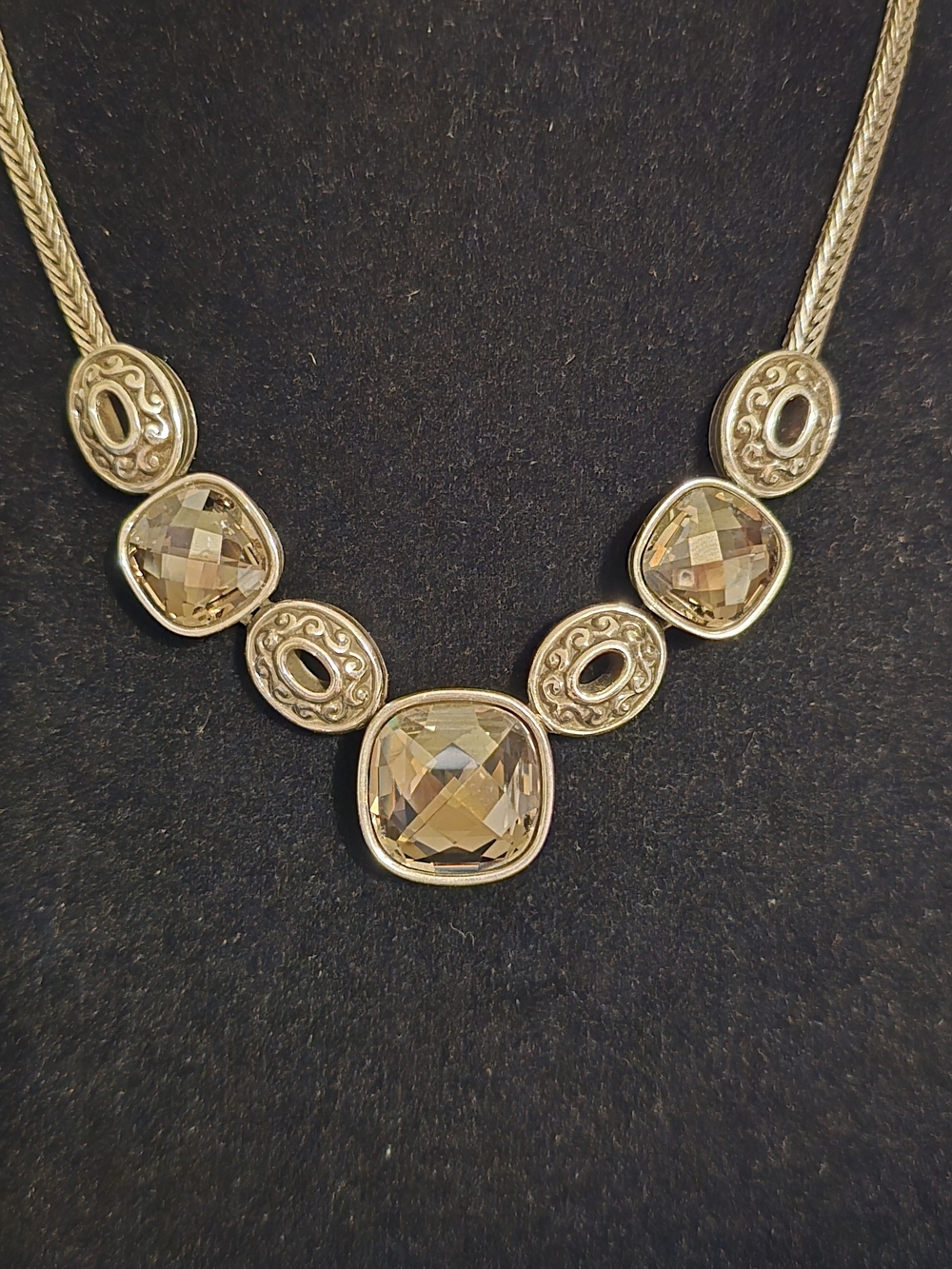Brighton Gold-Tone Faceted Crystal Necklace with Champagne Stones